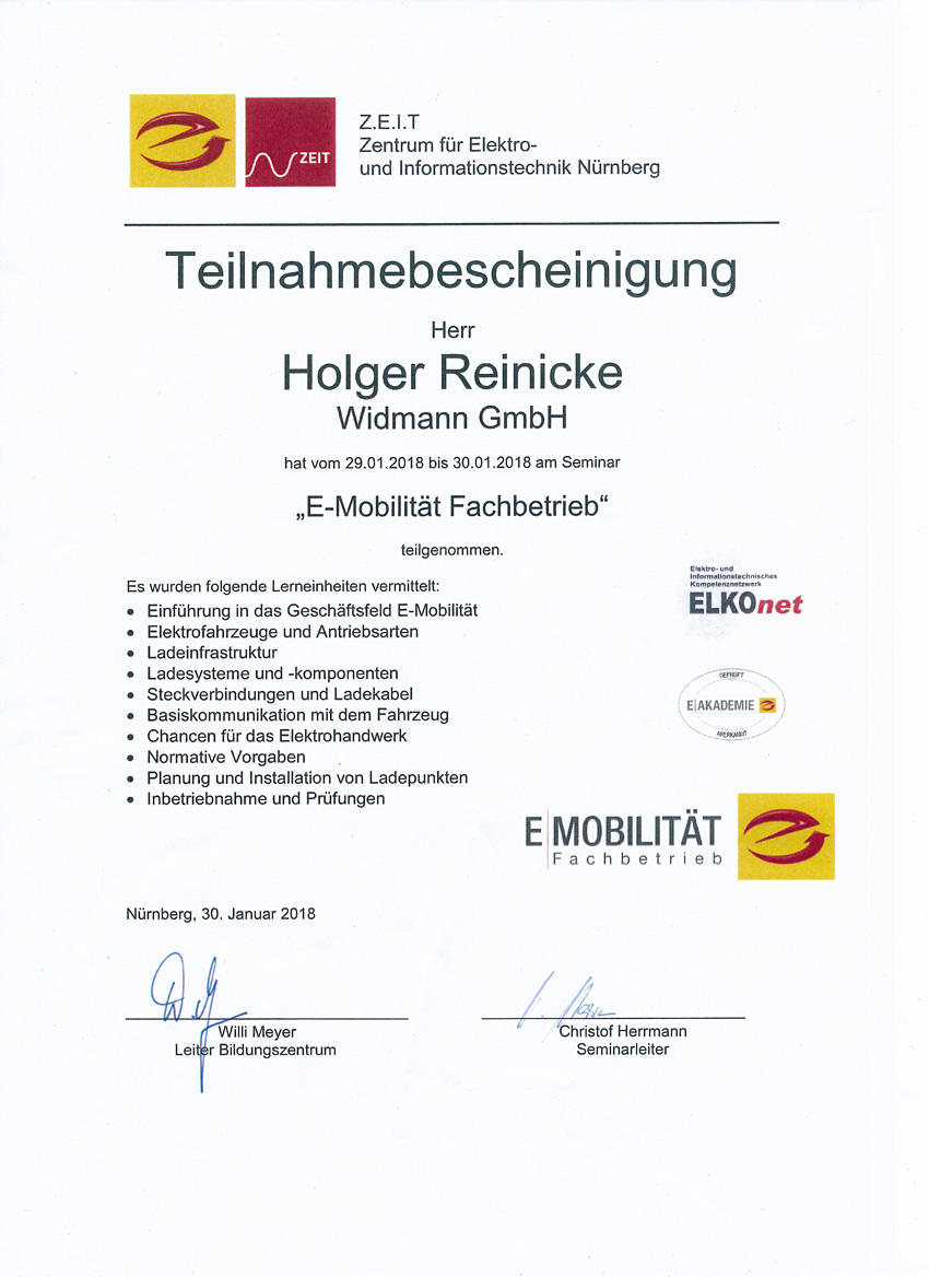 Zertifizierter Fachbetrieb E-Mobilität Zertifizierter Fachbetrieb E-Mobilität